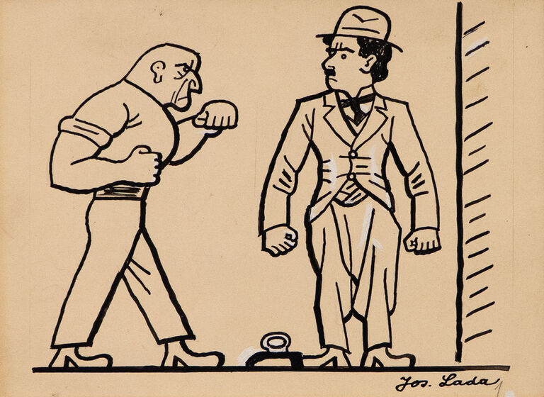 Josef Lada - Chaplin a boxer
