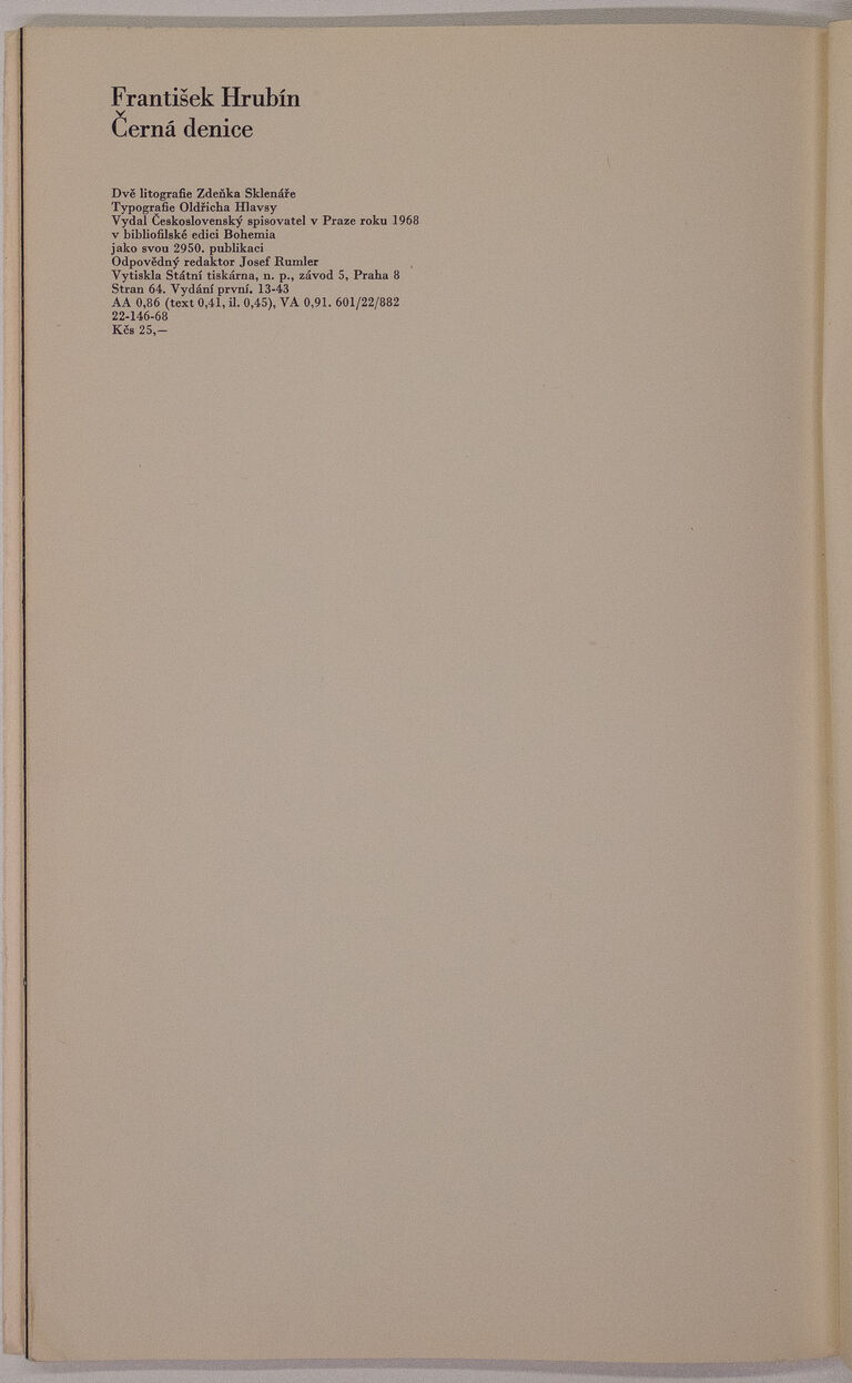  / Černá denice, František Hrubín / Zdeněk Sklenář