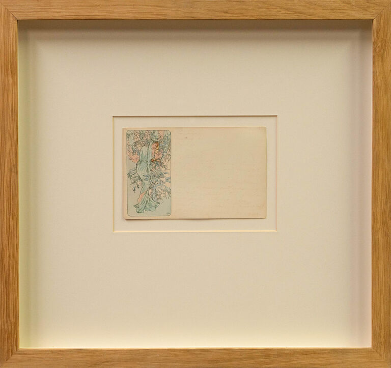  / Zima - původní litografická pohlednice / Alfons Mucha