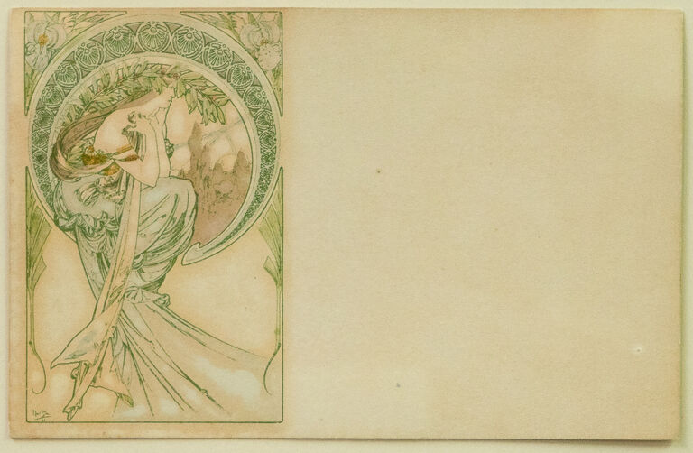 Alfons Mucha - Poesie - původní litografická pohlednice