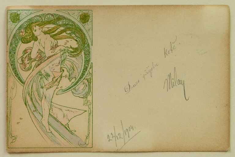 Alfons Mucha - Umění - Tanec (původní litografická pohlednice)