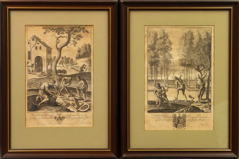 Václav Hollar - Venkovští řemeslníci a Práce na zahradě - konvolut dvou kusů