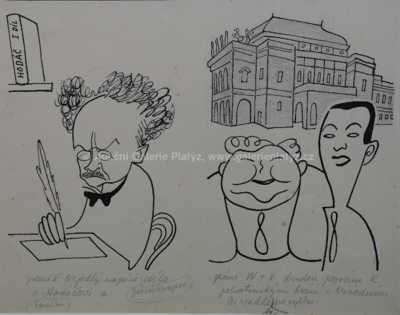  / Karikatura Voskovec & Werich / Antonín Pelc