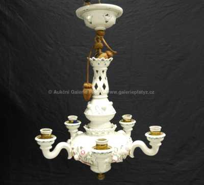 Neznačeno - Porcelánový lustr pětiramenný