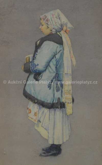  / Krojovaná dívka v kožíšku / Joža Uprka