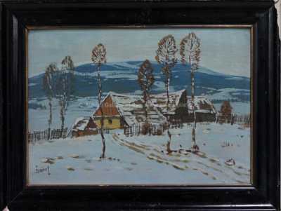 Autor neurčen - Vesnička v zimě