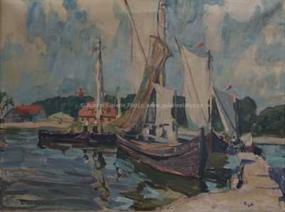  / Rybáři u mola / Georg Lehman-Fahrwasser