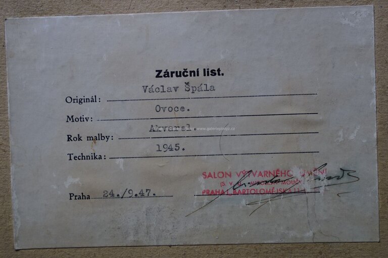  / Ovocné zátiší / Václav Špála