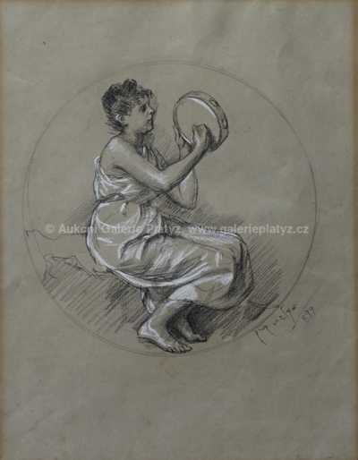  / Dívka s tamburínou / Alfons Mucha