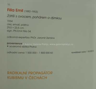  / Zátiší s ovocem, pohárem a dýmkou / Emil Filla